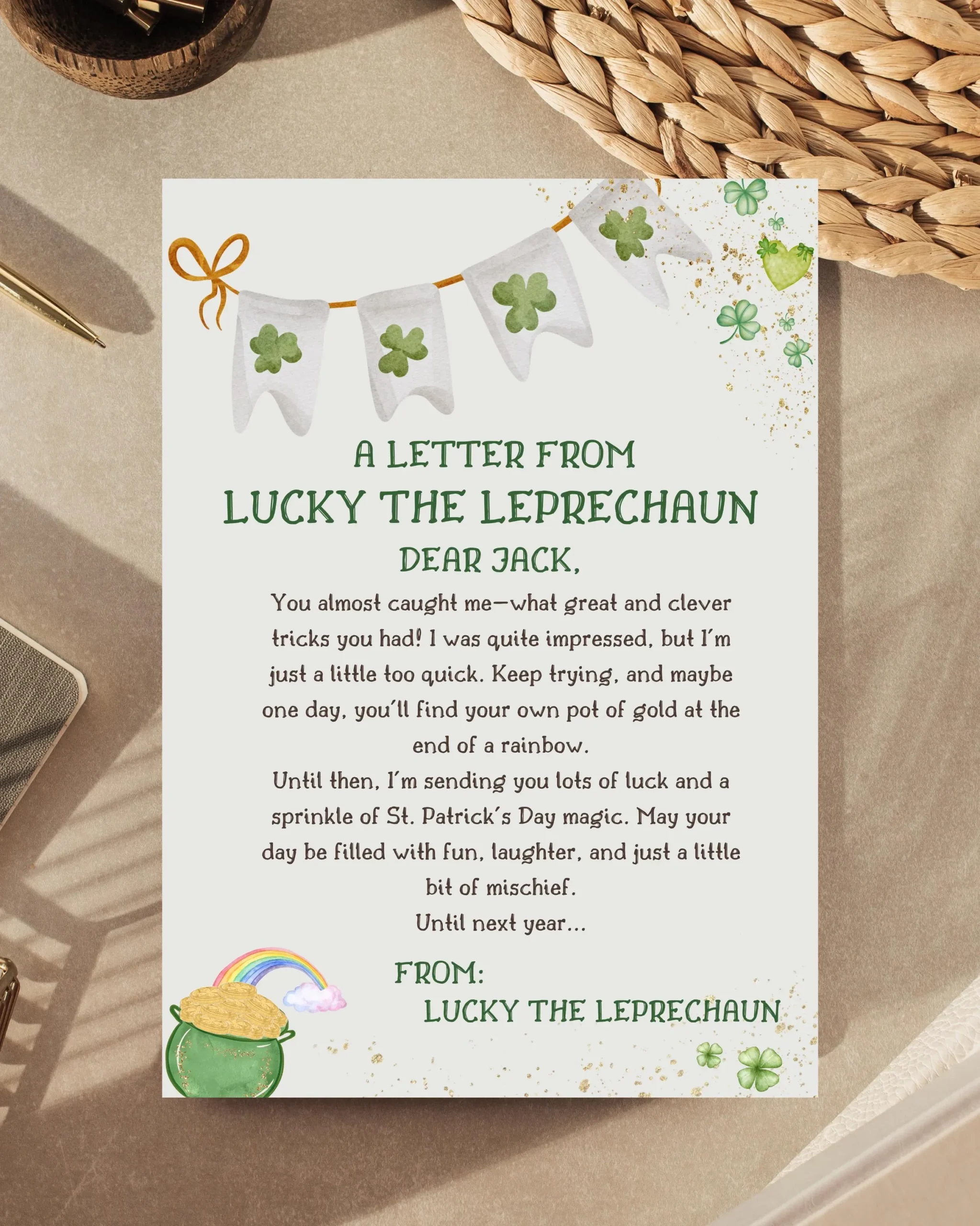 Editable Leprechaun Letter Letter From Leprechaun Leprechaun Trap Kit St Patrick s Day Games St Patrick s Day Leprechaun Letter Etsy