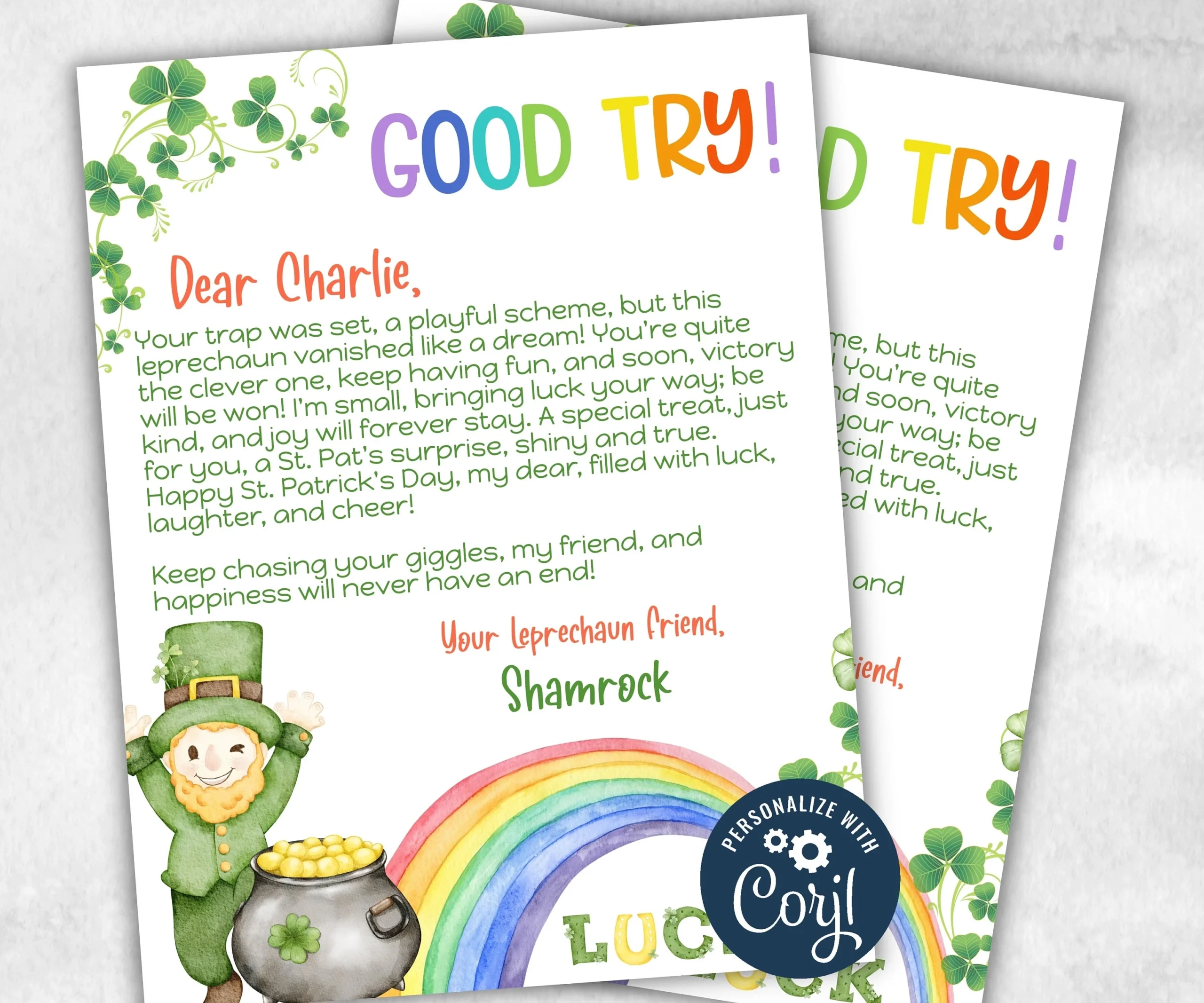 Editable Leprechaun Letter Template The Hustling Cat Lady