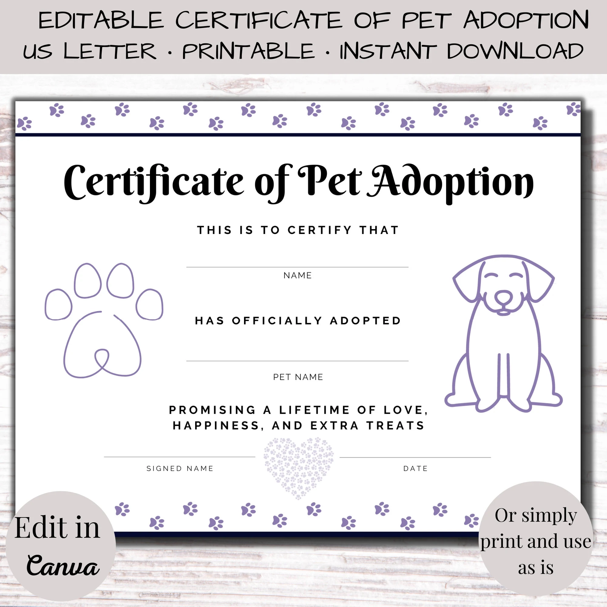 Editable Pet Adoption Certificate Dog Certificate Adoption Sign Pet Adoption Printable Custom Adoption Certificate Etsy Editable Pet Adoption Certificate Dog Certificate Adoption Sign Pet Adoption Printable Custom Adoption Certificate Etsy
