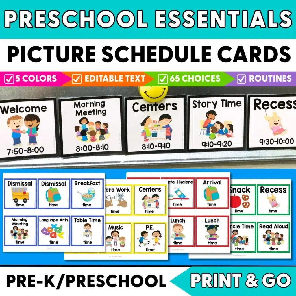 Editable Picture Schedule Cards With Times Square Pre K Pages