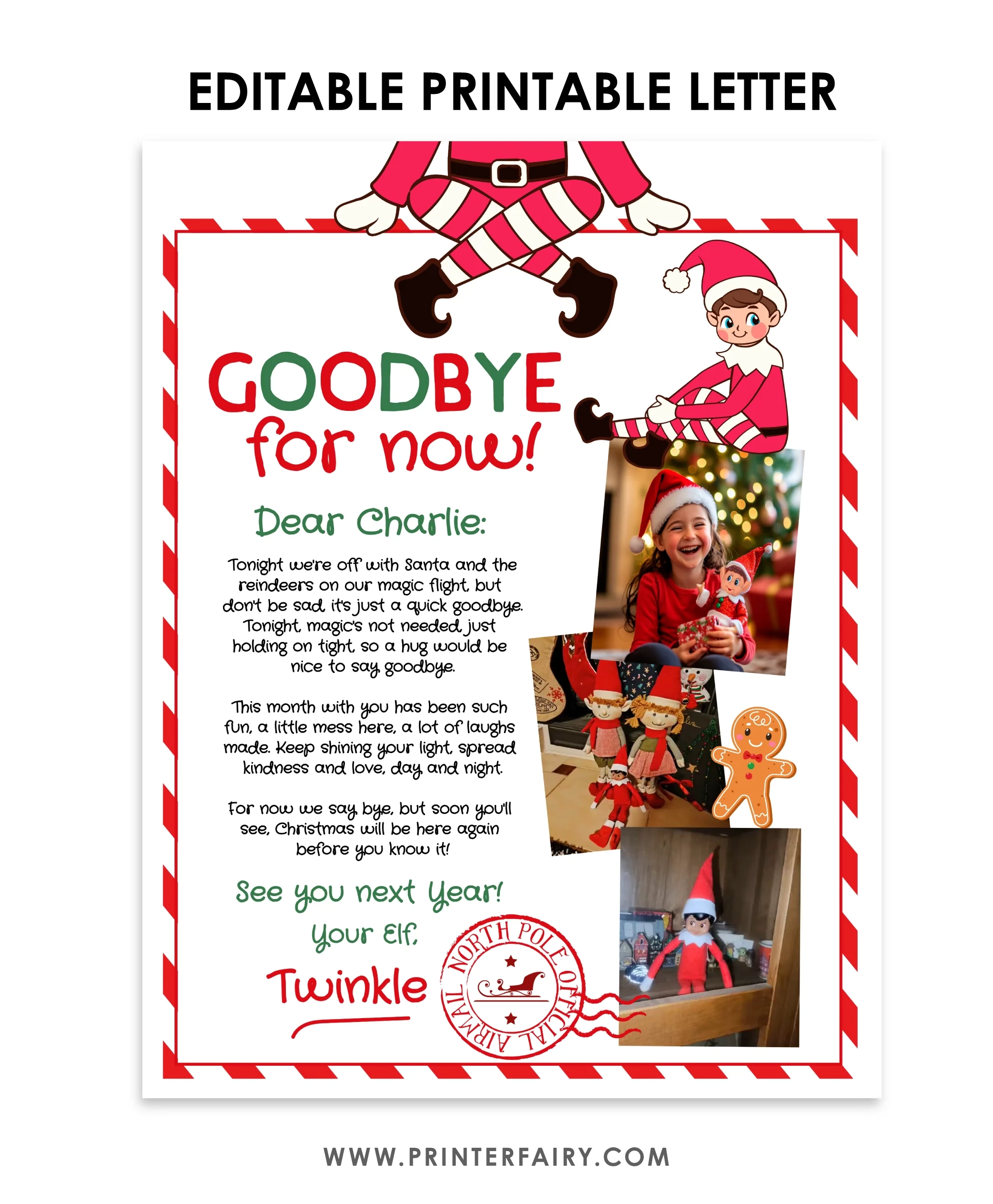 Elf Goodbye Letter Editable Template PrinterFairy Elf Goodbye Letter Editable Template PrinterFairy
