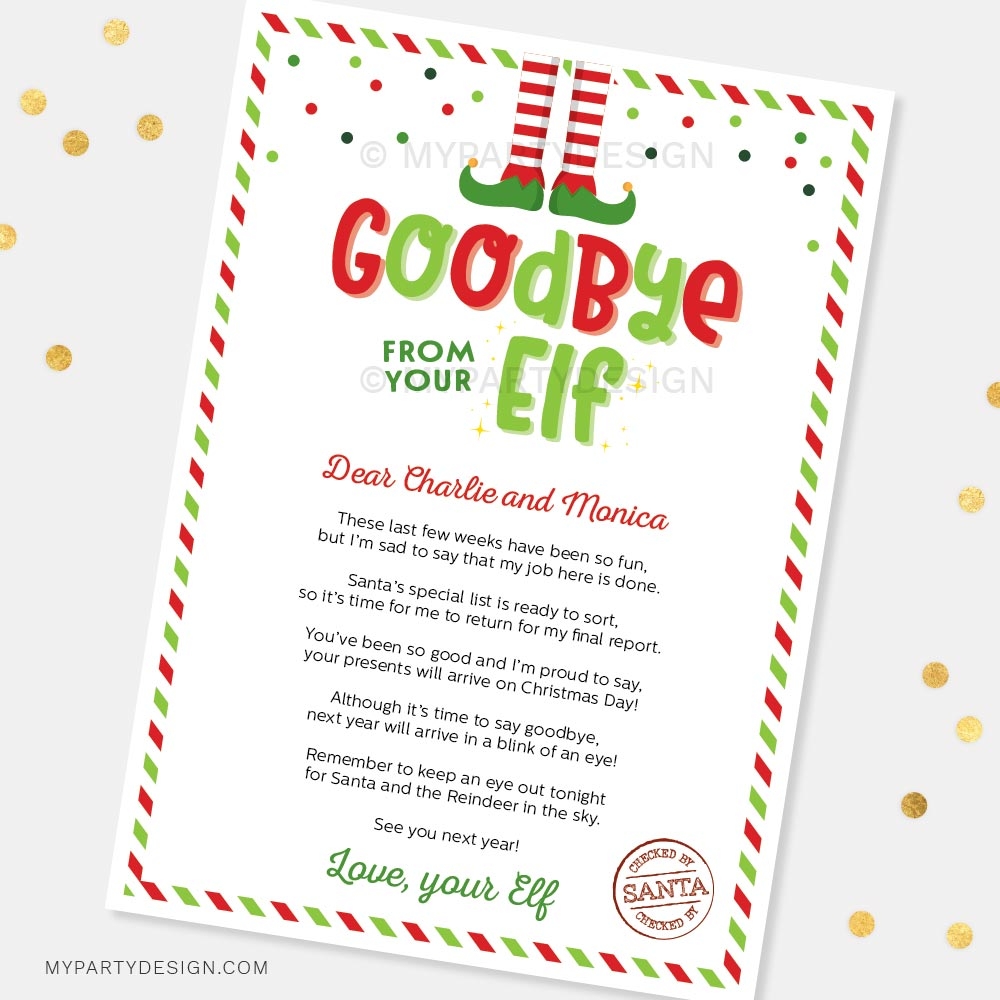 Elf Goodbye Letter Printable PDF My Party Design Elf Goodbye Letter Printable PDF My Party Design