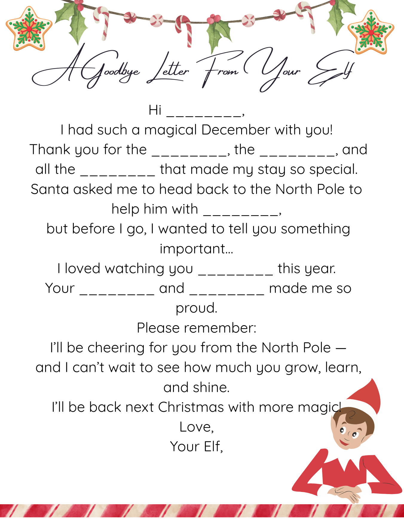 Elf On The Shelf Goodbye Letter 4 Free Printable Letters 