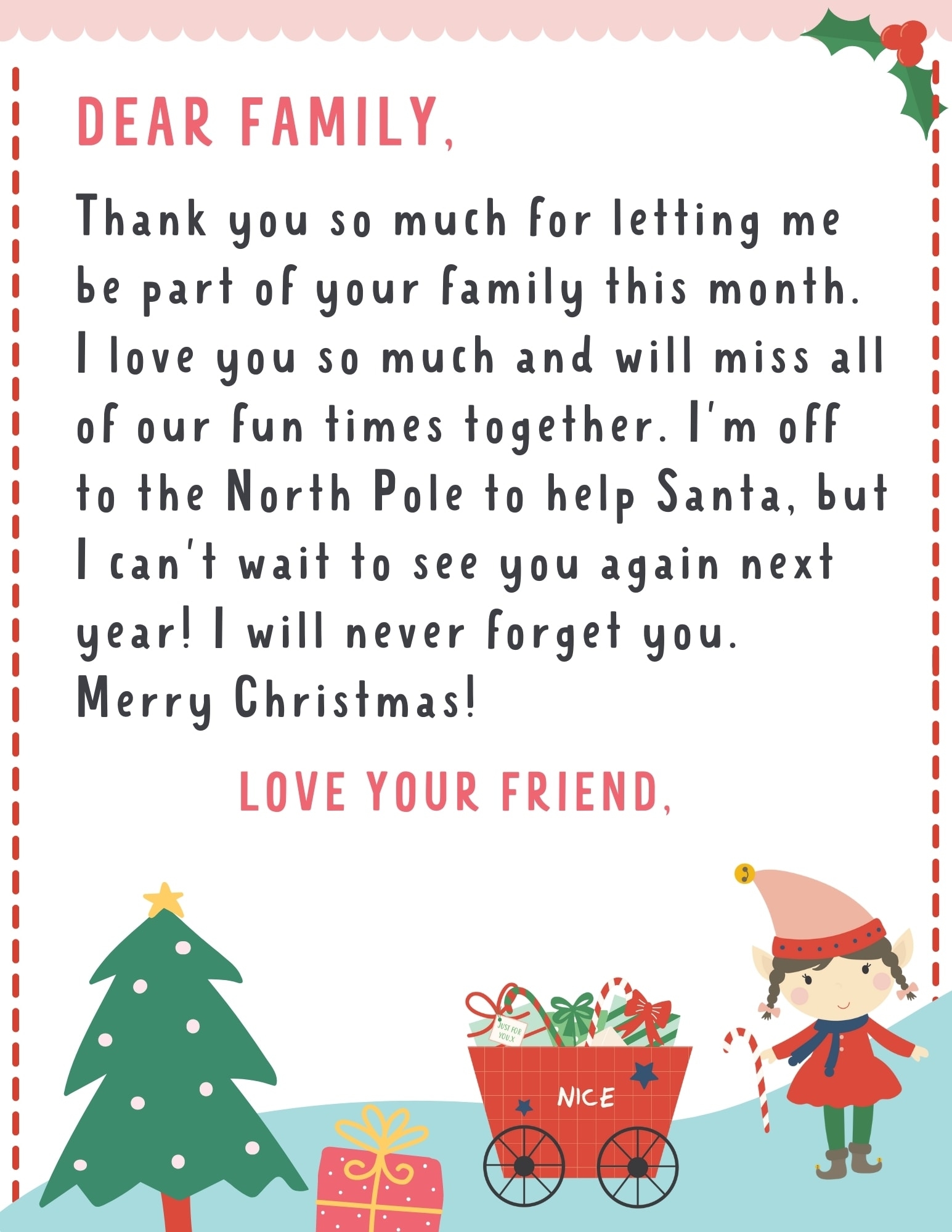Elf On The Shelf Goodbye Letter FREE Printable Make Life Lovely Elf On The Shelf Goodbye Letter FREE Printable Make Life Lovely