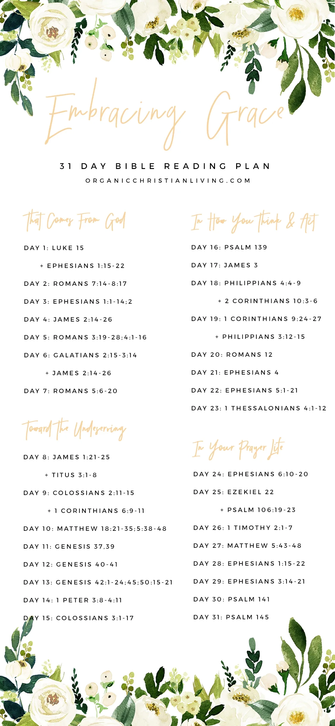 Embracing Grace Bible Reading Plan Organic Christian Living