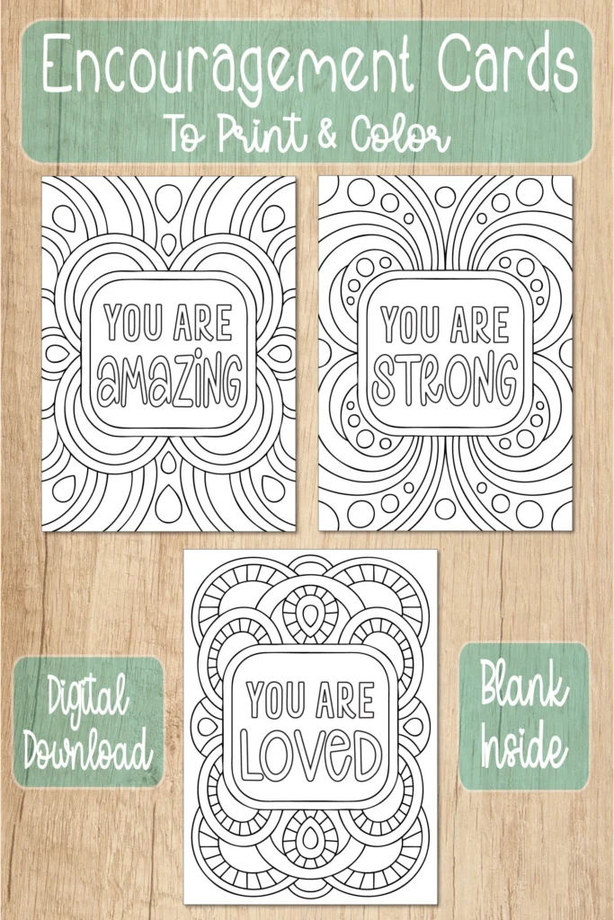 Encouragement Cards Encouragement Gift Motivational Quotes Coloring Cards Printable Cards Thinking Of You Card Greeting Card Set Etsy
