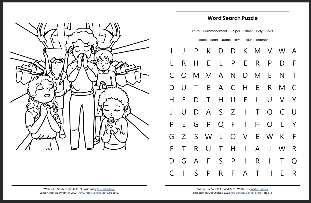 Evidence Of Christ Within John 14 15 31 Printable Bible Lesson Sun Sunday School Store