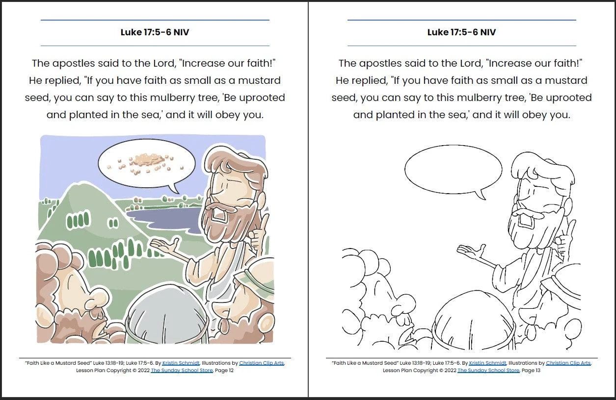 Faith Like A Mustard Seed Luke 13 17 Printable Bible Lesson Sund Sunday School Store