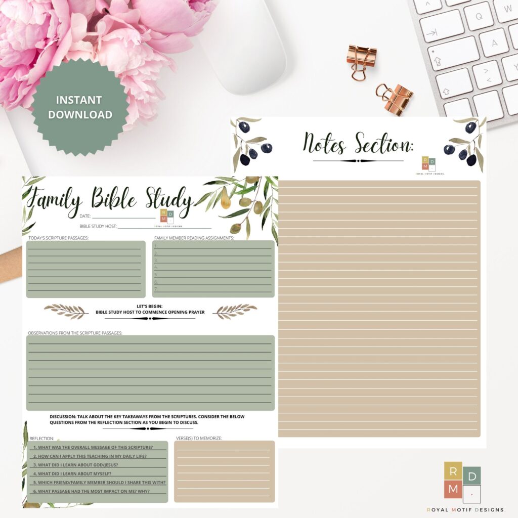 Family Bible Study Planner Printable Digital Download Journaling Sheet Daily Devotional Printable Prayer Journal Etsy