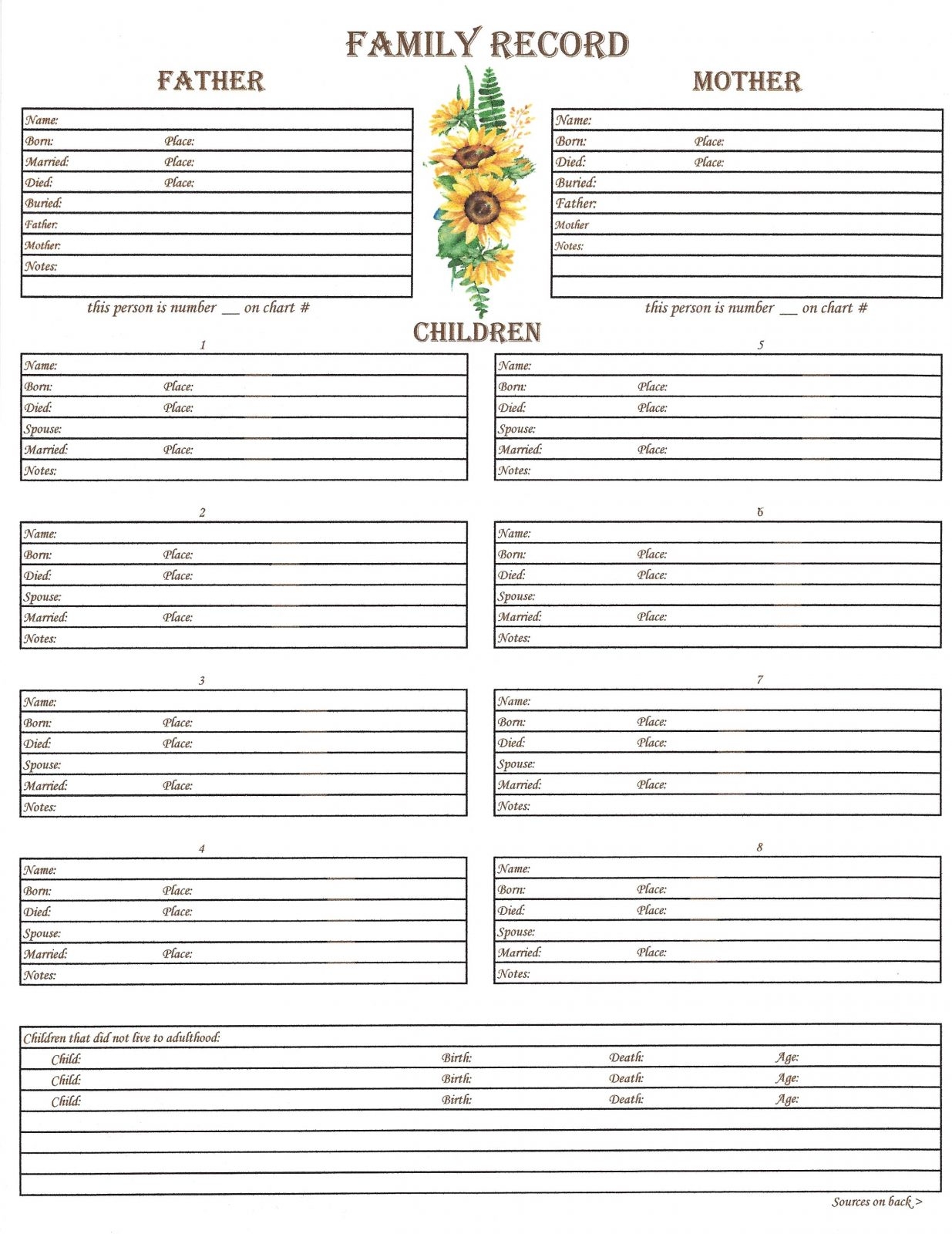 Family Downloadable Family Group Chart 1 Scrapbook Your Family Tree