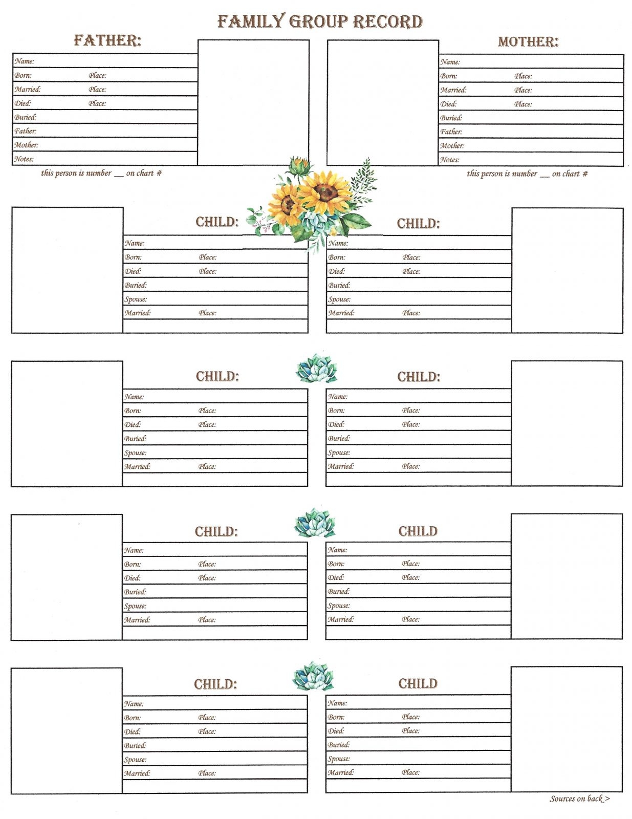 Family Downloadable Family Group Chart 2 Scrapbook Your Family Tree