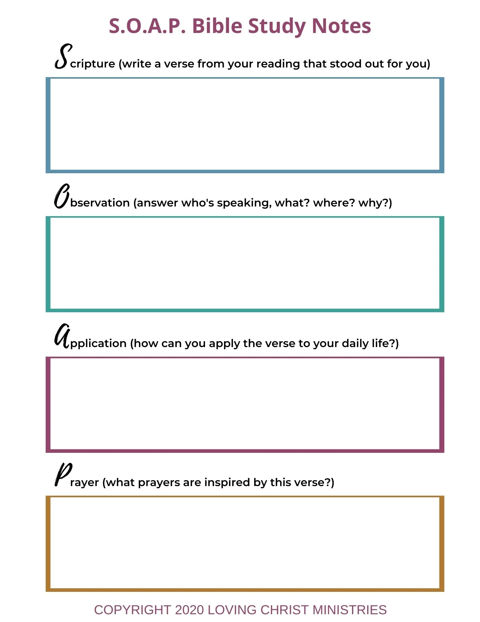 Fillable Typeable And Printable Sermon Notes And S O A P Bible Stud Loving Christ Ministries