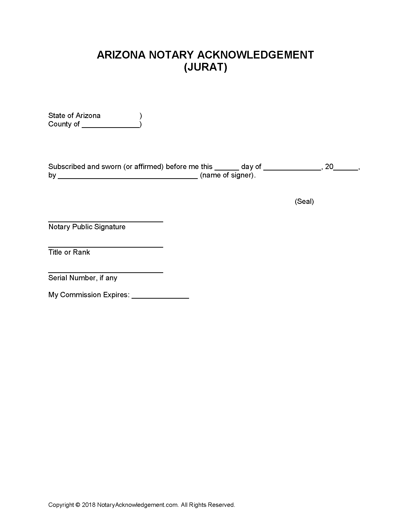 Free Arizona Notary Acknowledgement Forms PDF Word Free Arizona Notary Acknowledgement Forms PDF Word