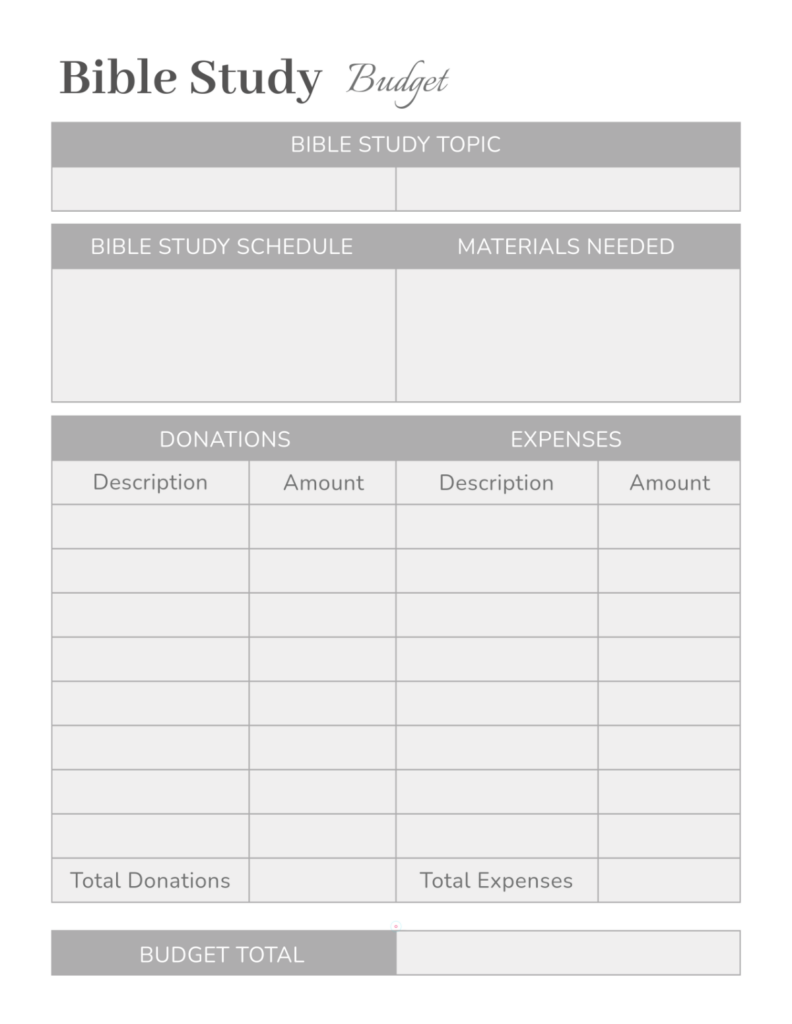 Free Bible Study Budget Template To Edit Online