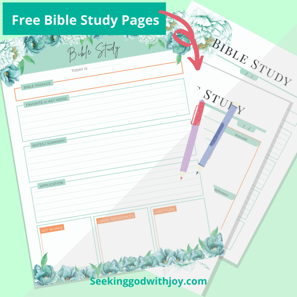 Free Bible Study Daily Journal Pages no Email Required Seeking God With Joy Christian Blog