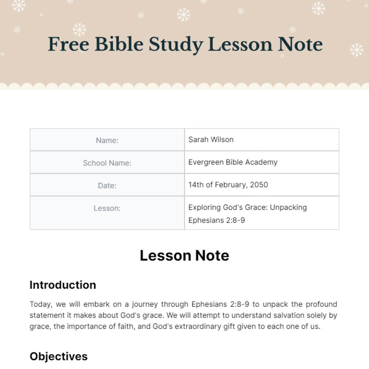 Free Bible Study Lesson Note Template To Edit Online