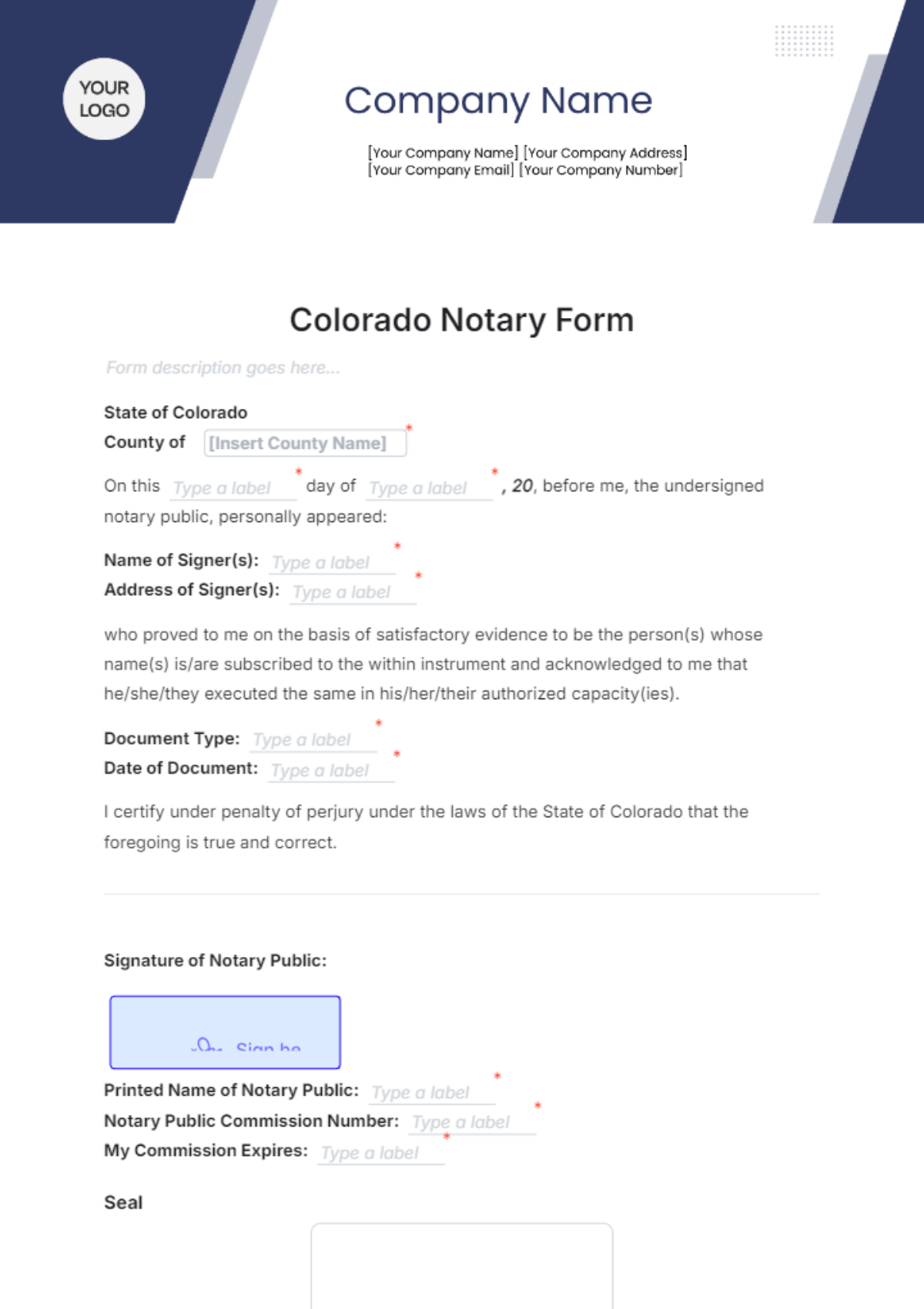 Free Colorado Notary Form Template To Edit Online