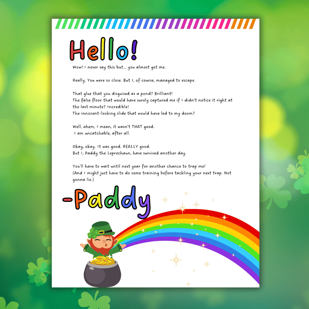 Free Editable Leprechaun Letter For Kids On St Patrick s Day