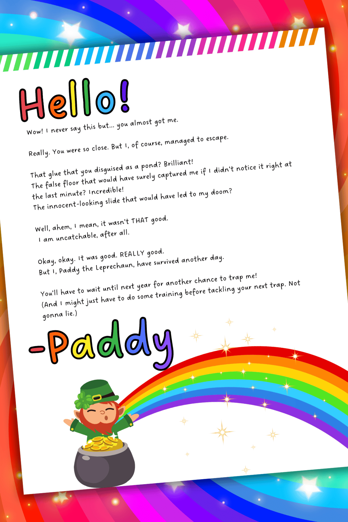 Free Editable Leprechaun Letter For Kids On St Patrick s Day