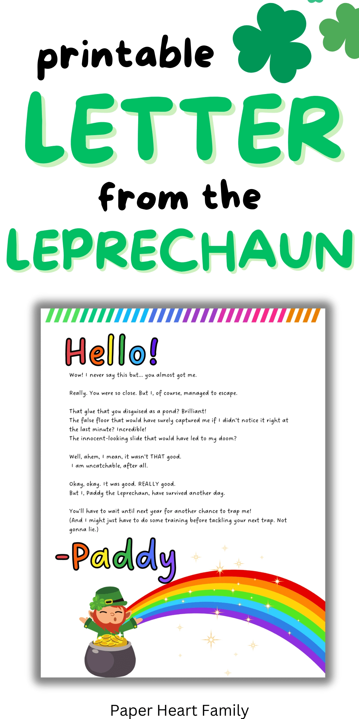 Free Editable Leprechaun Letter For Kids On St Patrick s Day