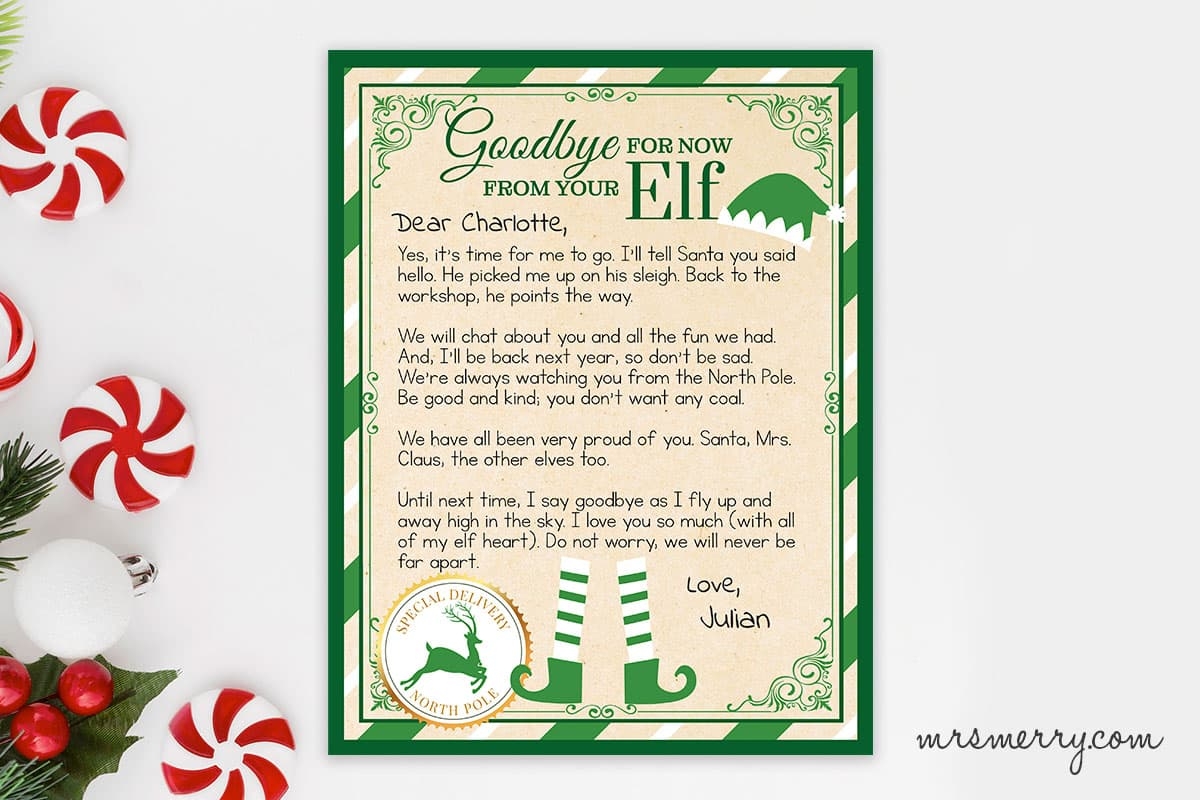Free Elf On The Shelf Goodbye Letter Printable Mrs Merry Free Elf On The Shelf Goodbye Letter Printable Mrs Merry