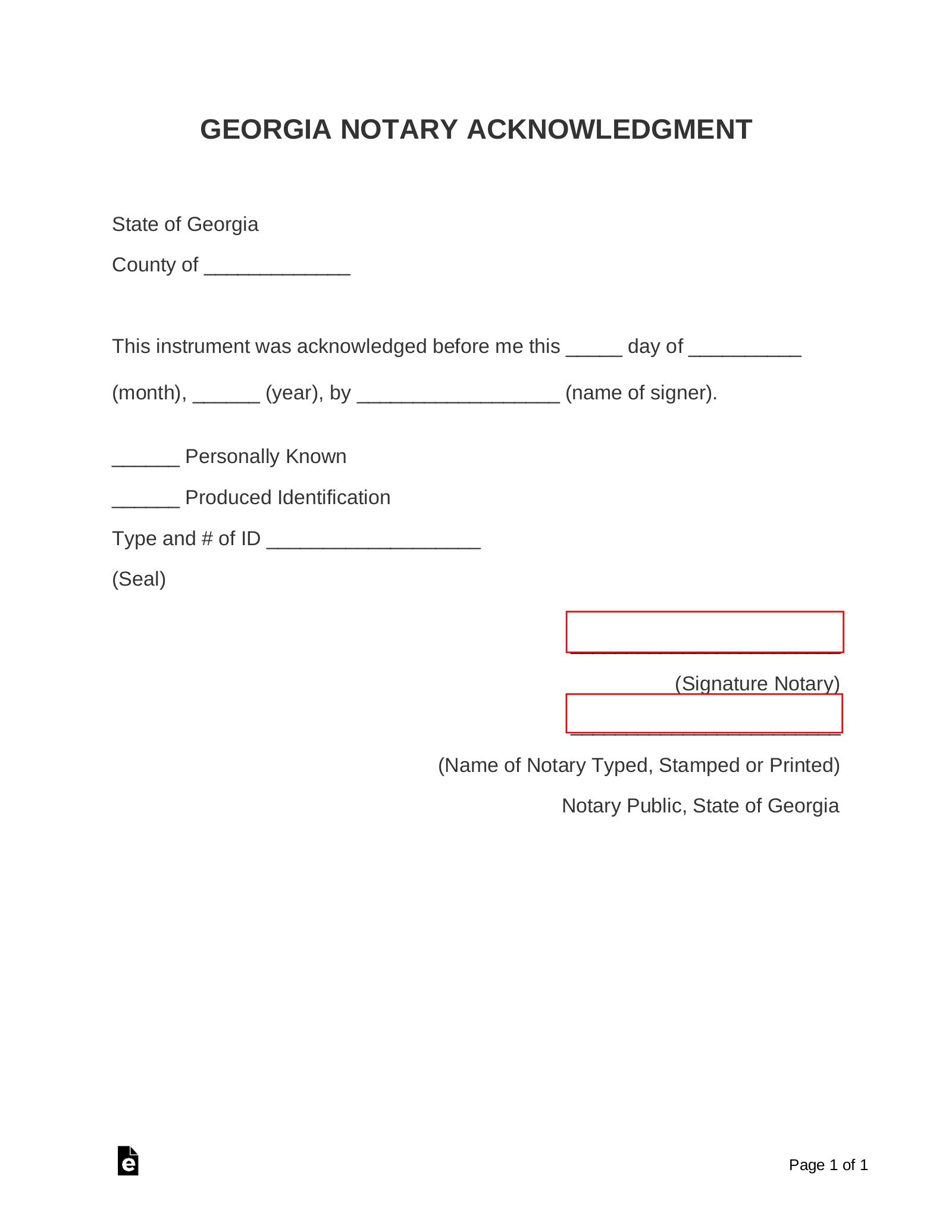 Free Georgia Notary Acknowledgment Form PDF Word EForms Free Georgia Notary Acknowledgment Form PDF Word EForms