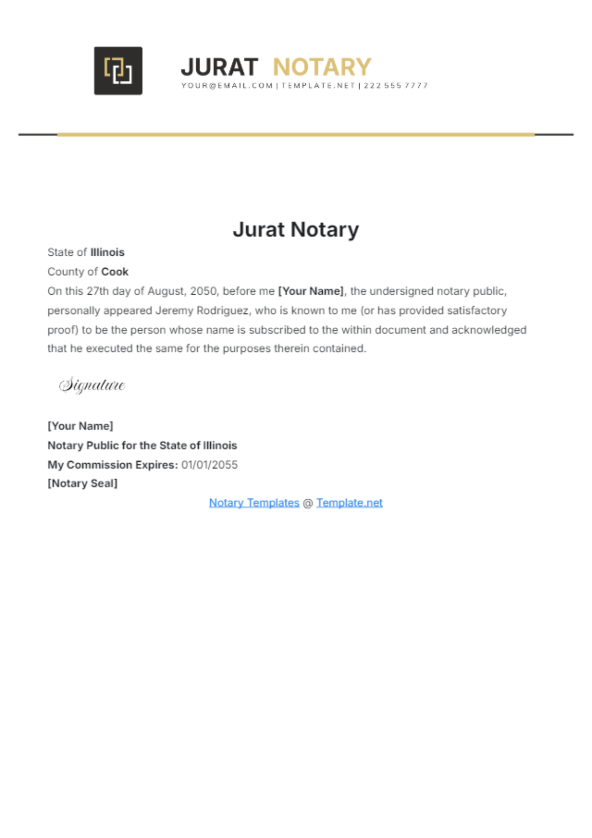 Free Jurat Notary Template To Edit Online