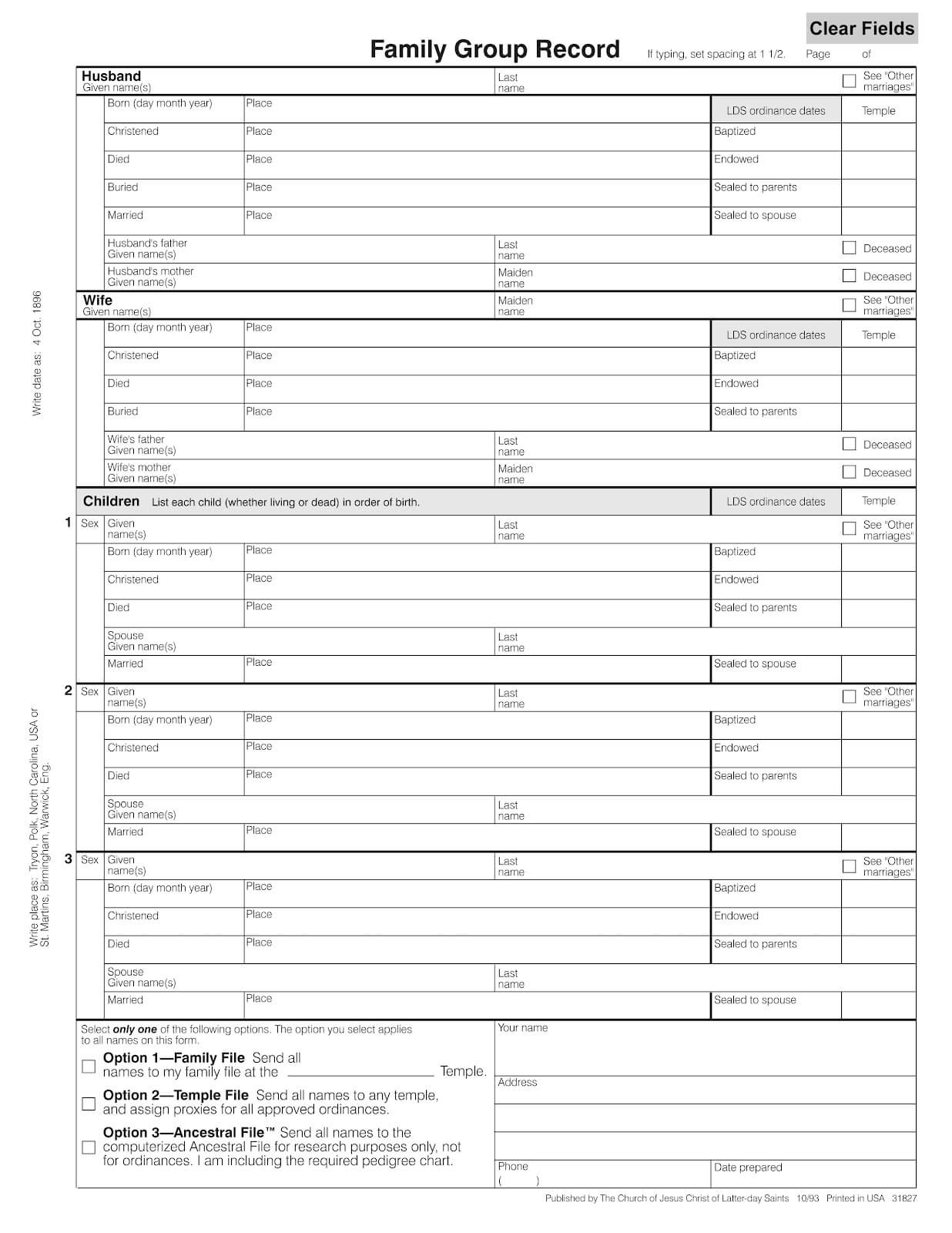 Free LDS Mormon Family Group Record Type Print In Minutes Teach Me Genealogy