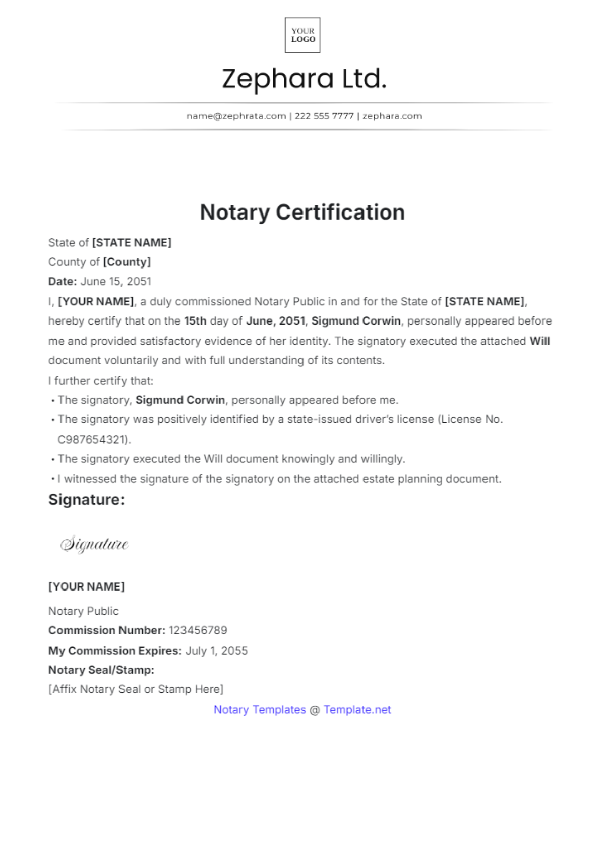 Free Notary Templates To Edit Online Print