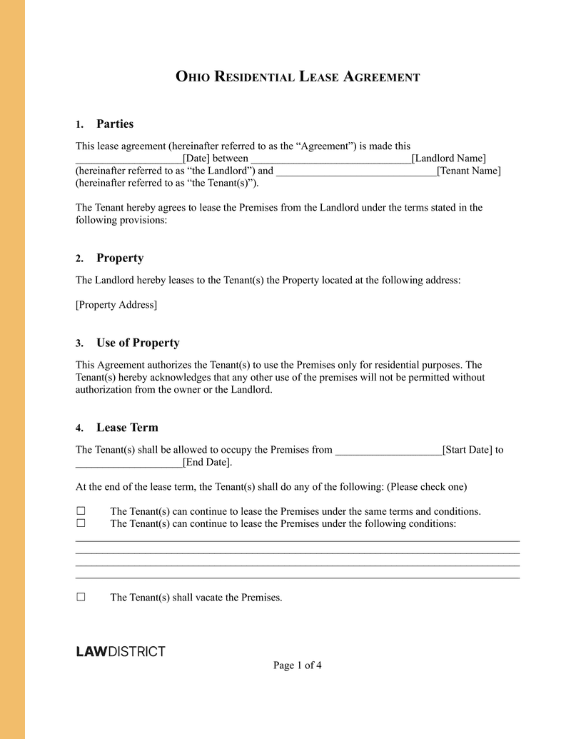 Free Ohio Rental Lease Agreement Template 2026 Template Lawdistrict Free Ohio Rental Lease Agreement Template 2026 Template Lawdistrict