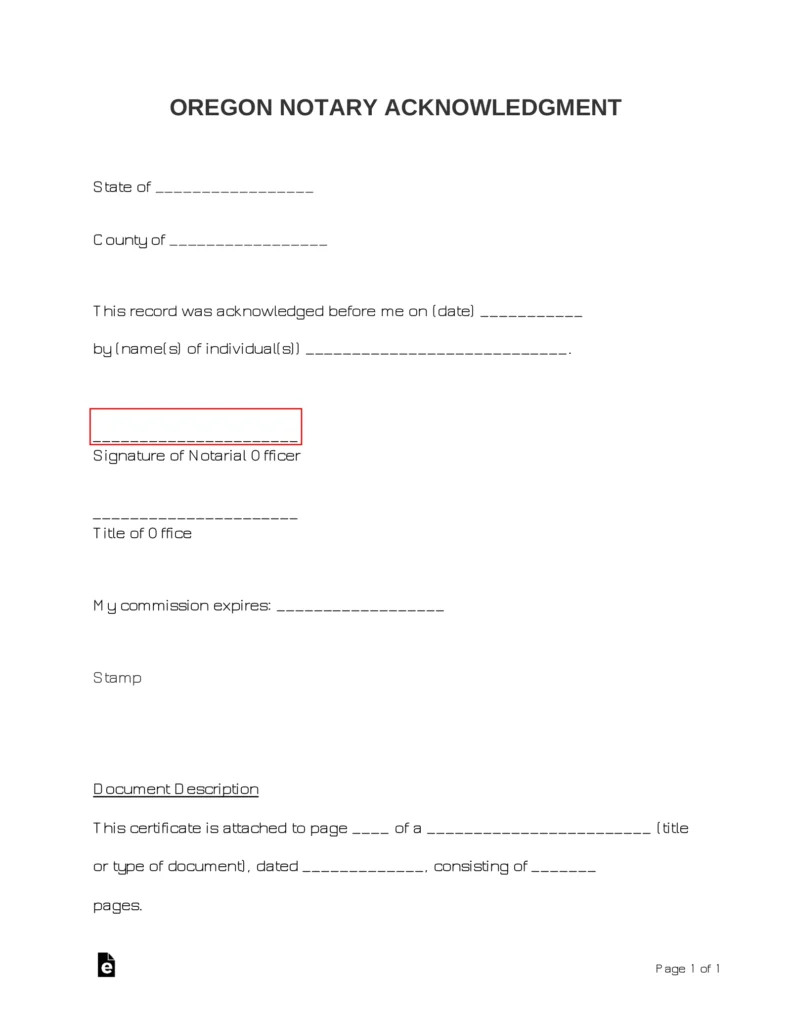 Free Oregon Notary Acknowledgment Form PDF Word EForms