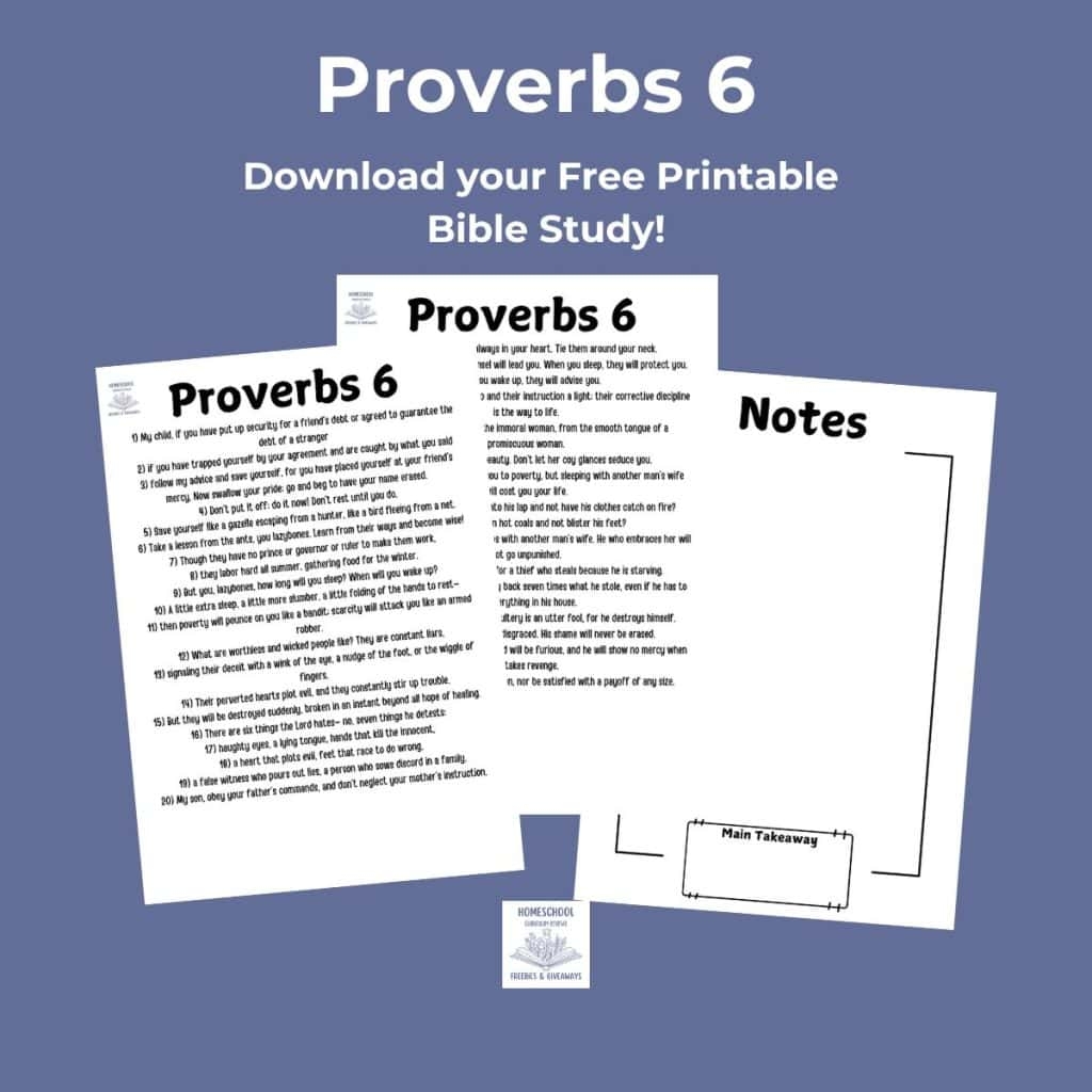 Free Printable Bible Study Proverbs 6 New Living Translation Homeschool Freebies And Giveaways