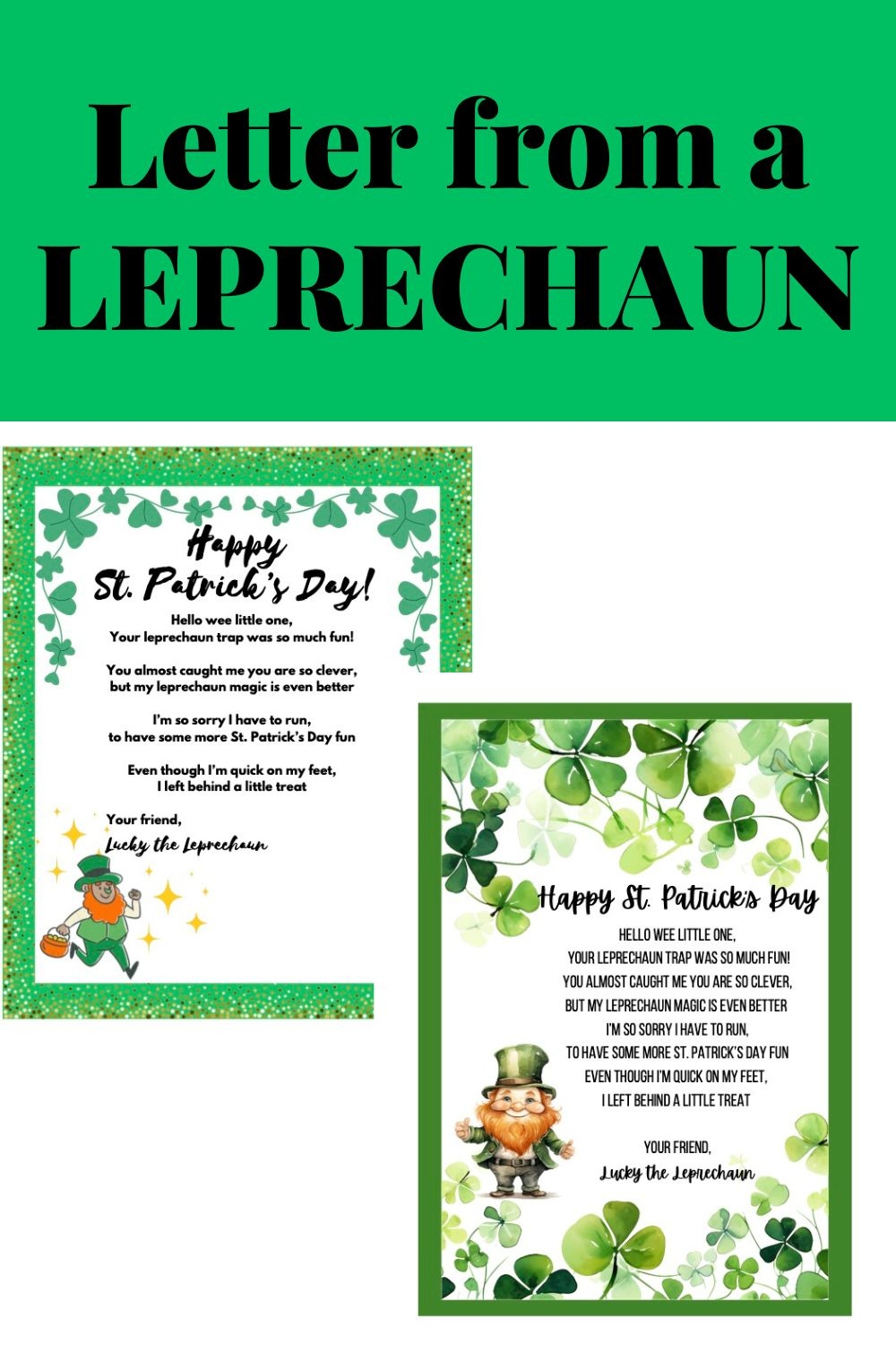 Free Printable Leprechaun Letter For Kids 6 Choices 