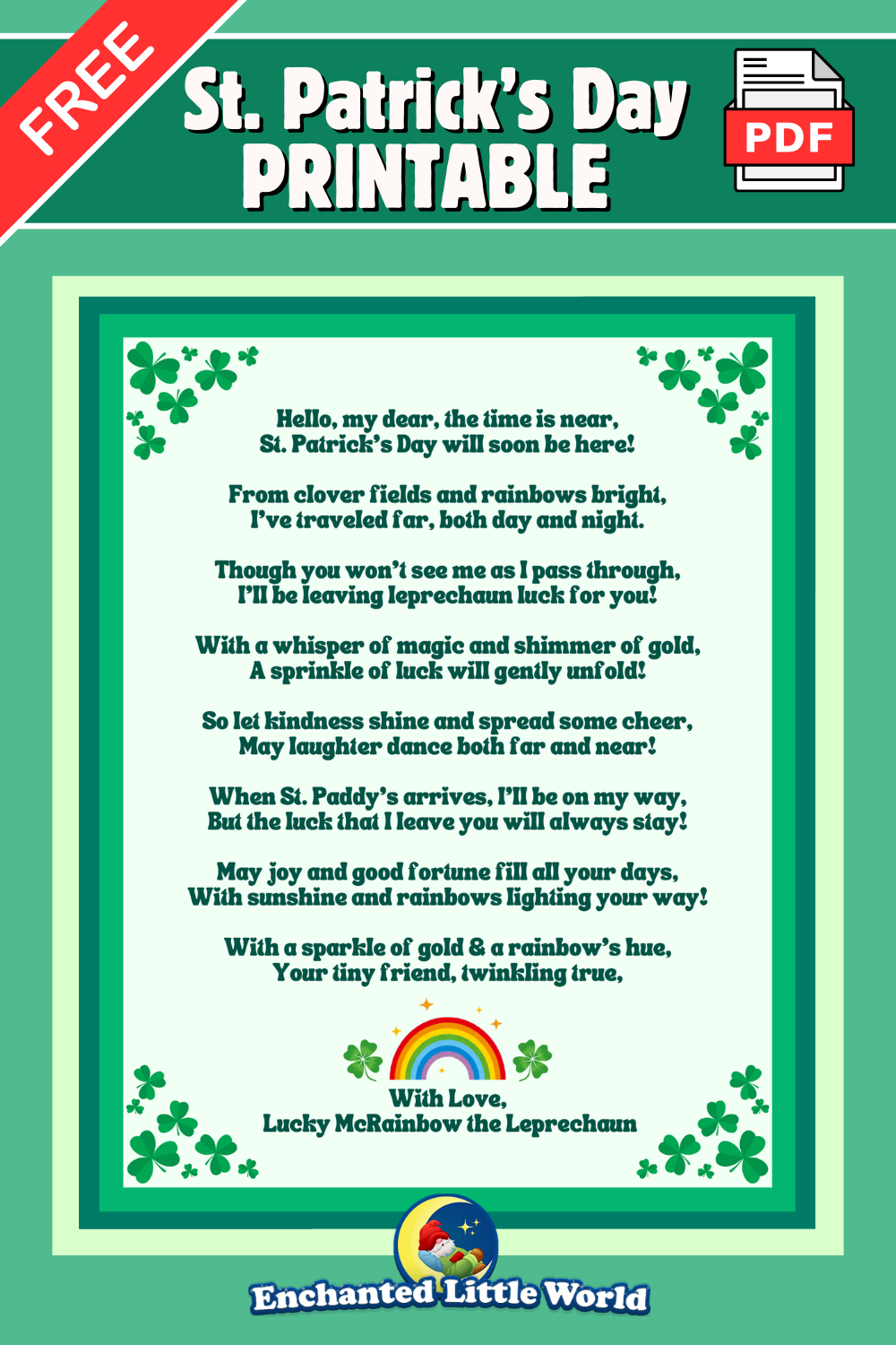 Free Printable Leprechaun Letter For Kids Enchanted Little World Free Printable Leprechaun Letter For Kids Enchanted Little World