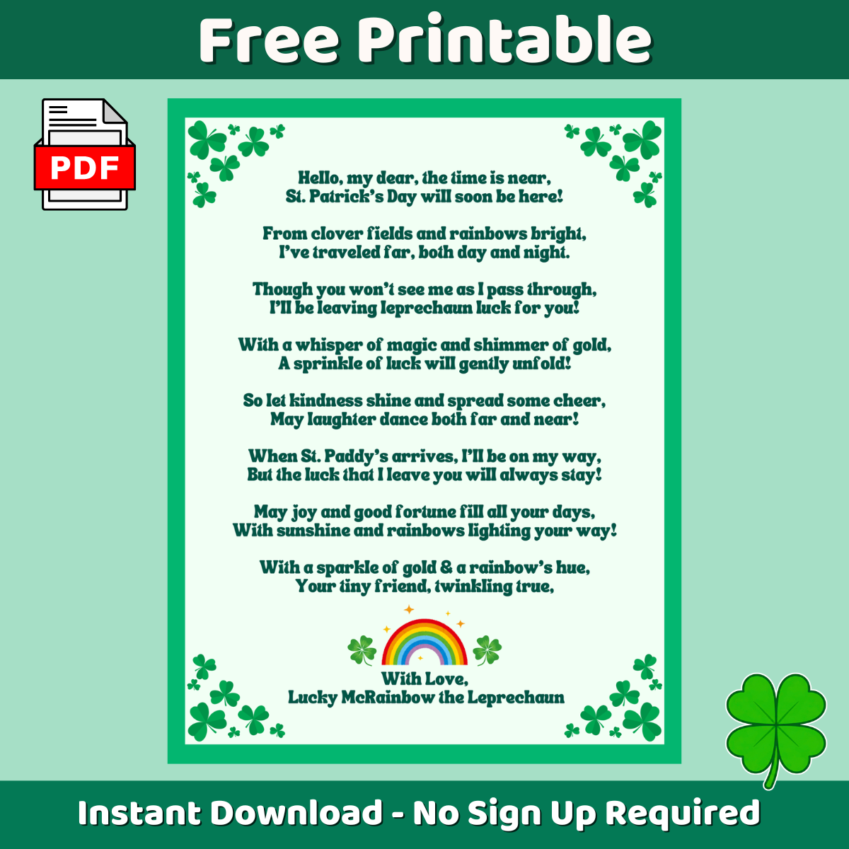 Free Printable Leprechaun Letter For Kids Enchanted Little World