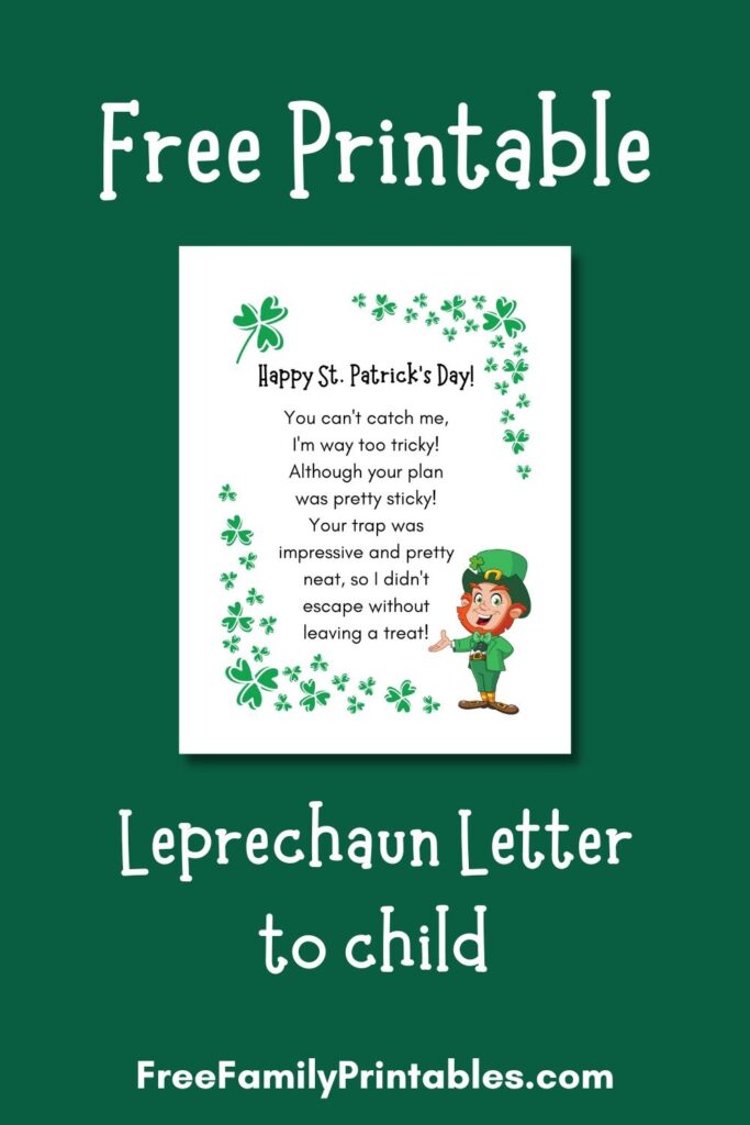 Free Printable Leprechaun Letter To Child Making Frugal FUN