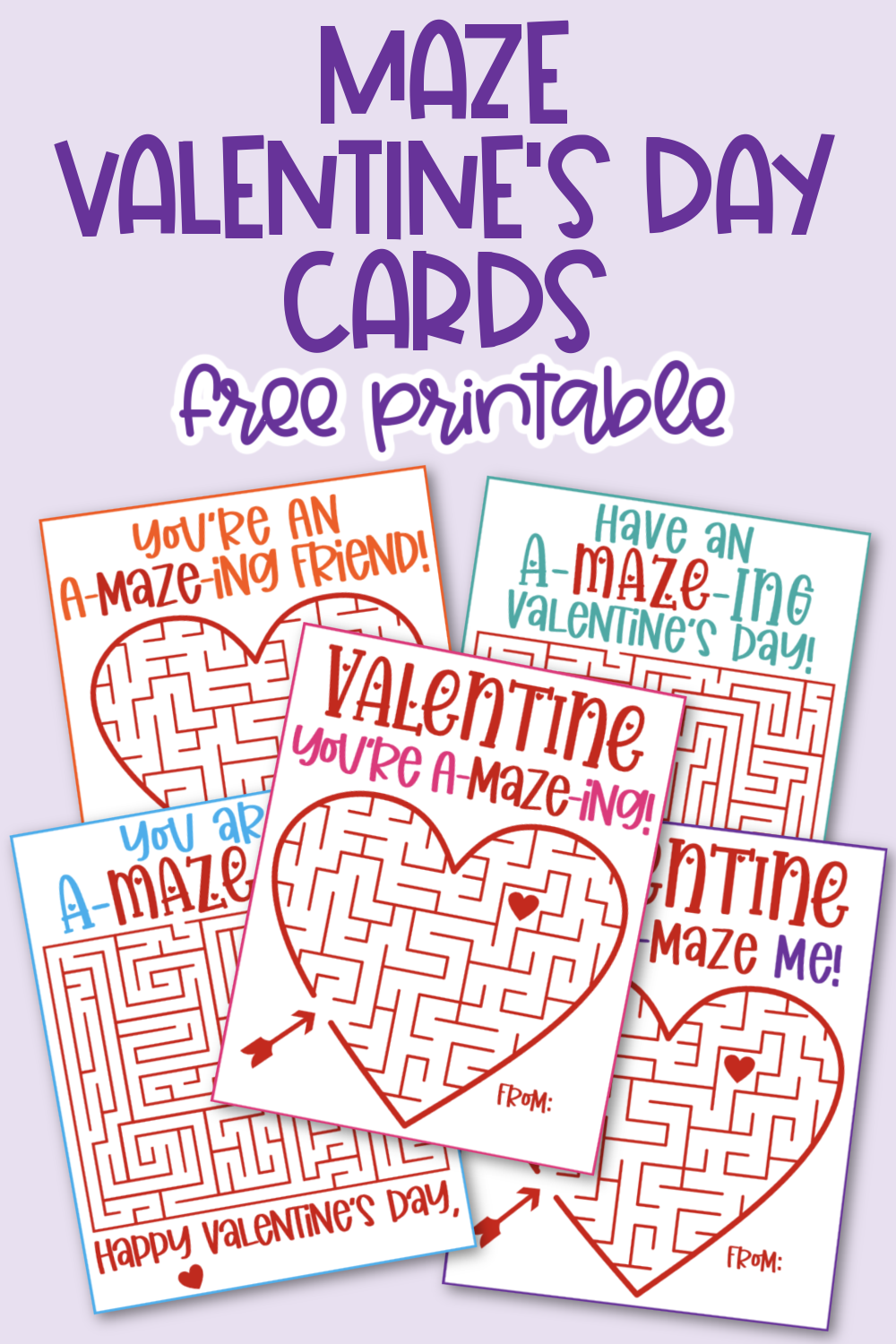 Free Printable Maze Valentine s Day Cards Kara Creates