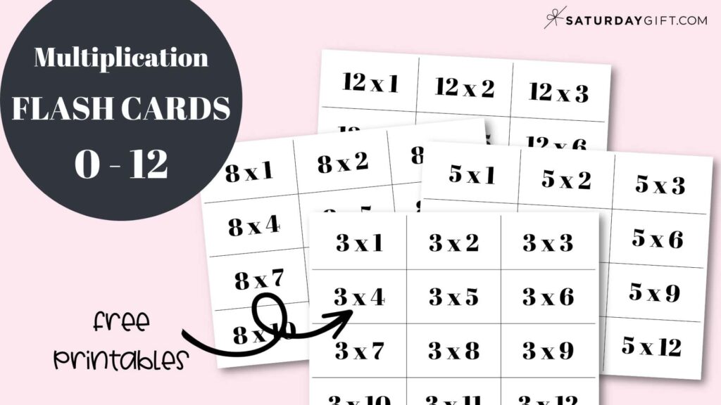 Free Printable Multiplication Flash Cards SaturdayGift