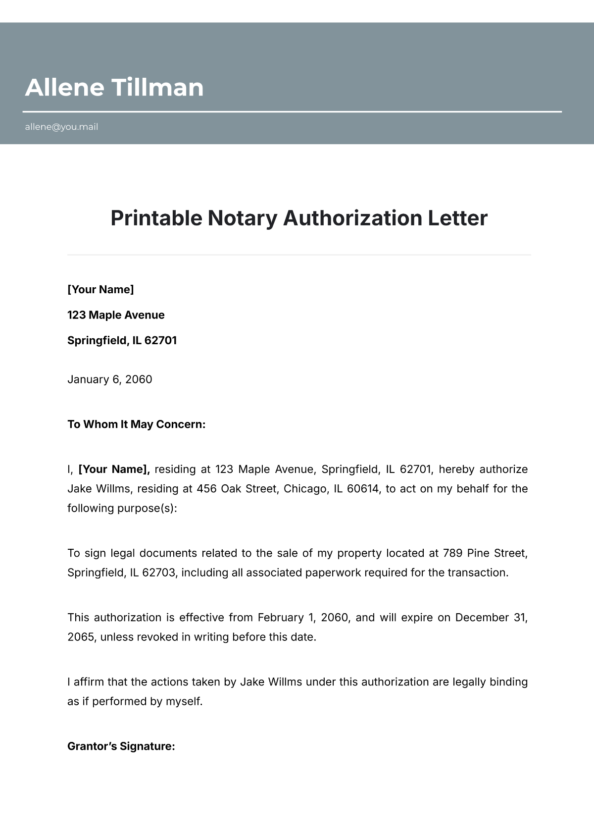 Free Printable Notary Authorization Letter Template To Edit Online