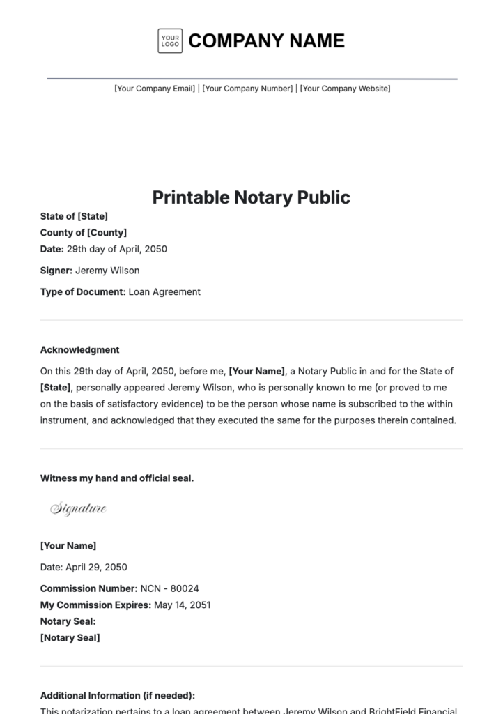Free Printable Notary Public Template To Edit Online