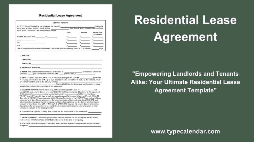 Free Printable Residential Lease Agreement Templates PDF Excel