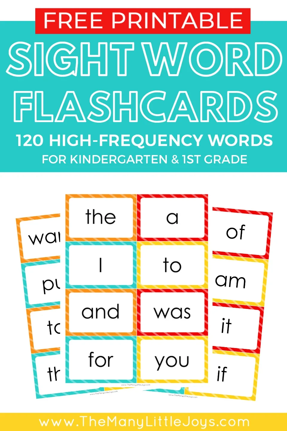 Free Printable Sight Word Flash Cards To Help Kids Learn To Read The Many Little Joys