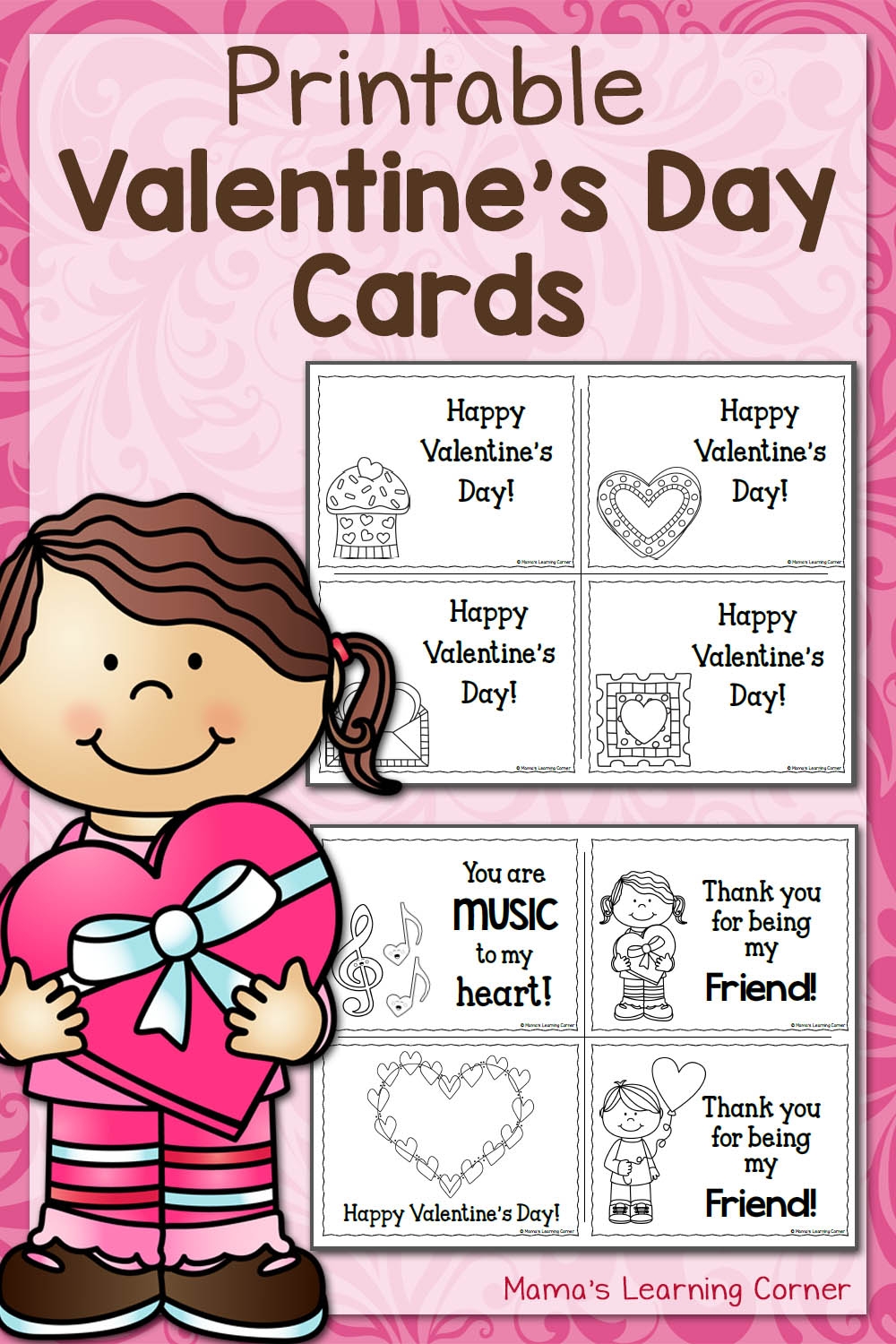 Free Printable Valentines Cards For School Color Your Own Mamas Learning Corner
