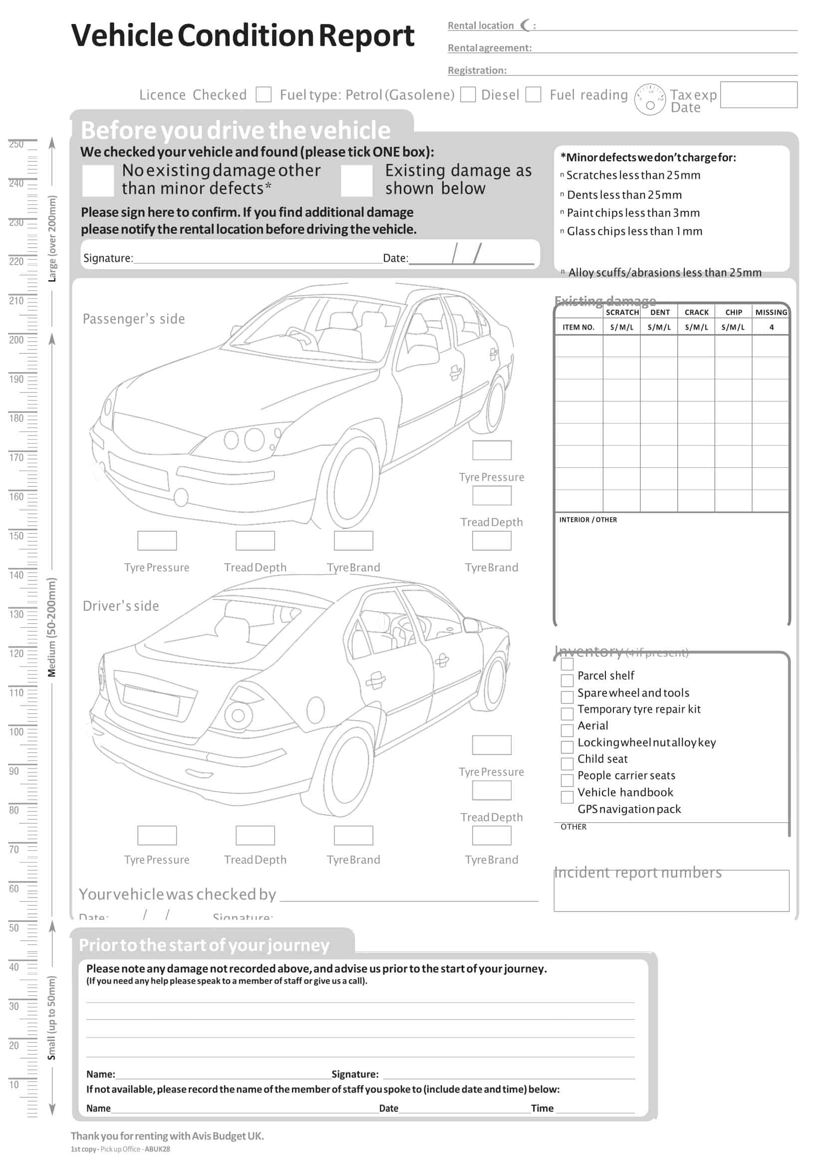 Free Printable Vehicle Inspection Form Templates PDF Word Editable