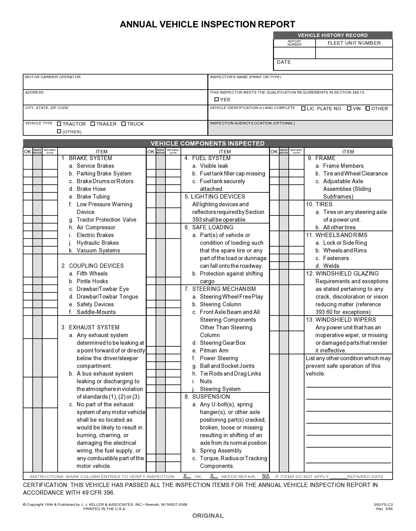 Free Vehicle Inspection Report Template