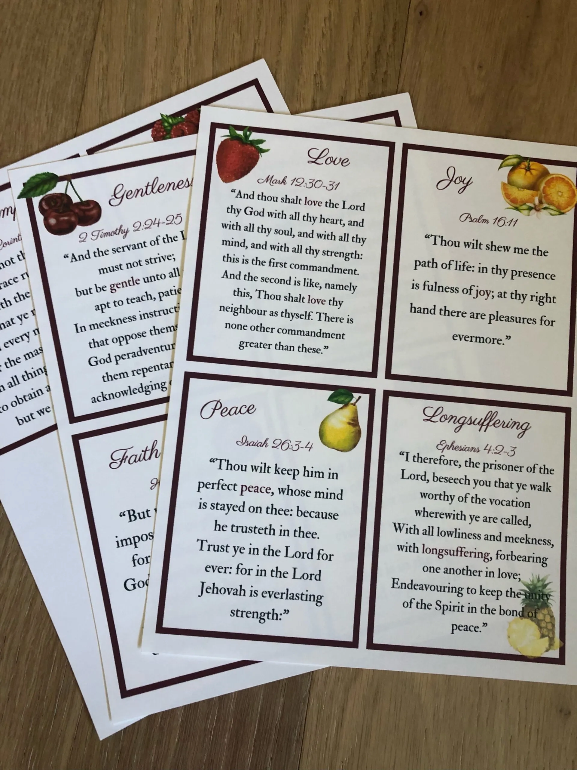 Fruit Of The Spirit Scripture Printable Memory Cards PDF KJV Fruit Of The Spirit Scripture Printable Memory Cards PDF KJV