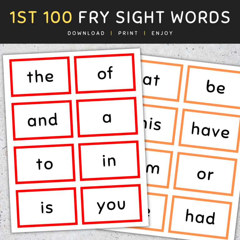 Pre K Sight Words Flash Cards Printable - We Love Printables