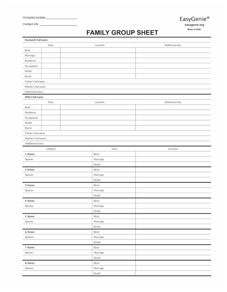 Genealogy Forms Starter Kit Blank Genealogy Forms 7 Types 40 Sheets EasyGenie