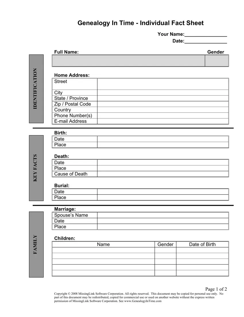 Genealogy Worksheet Individual Fill Out Printable PDF