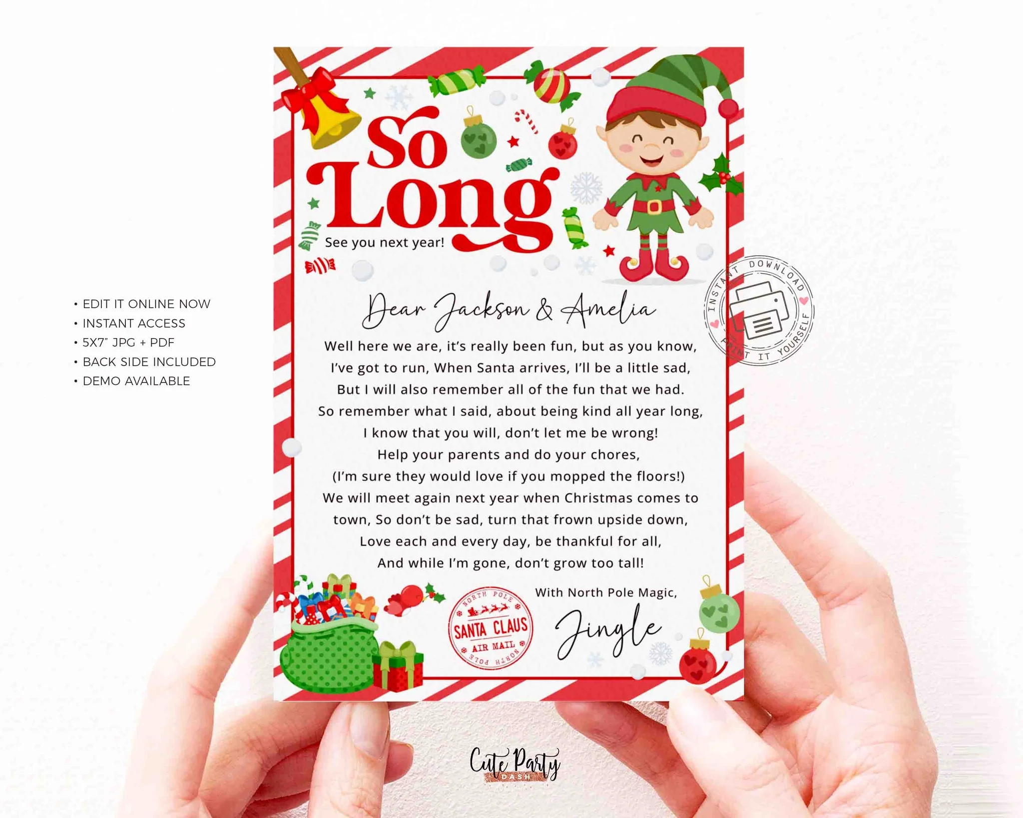Goodbye Letter From Elf Printable INSTANT DOWNLOAD Cute Party Dash Goodbye Letter From Elf Printable INSTANT DOWNLOAD Cute Party Dash